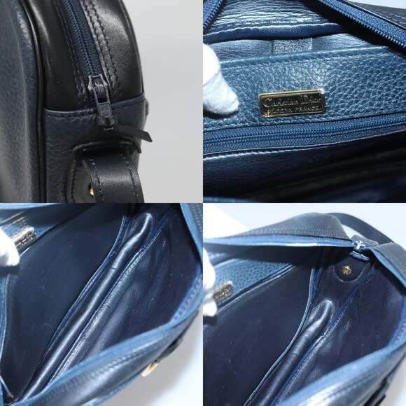 DIOR Shoulder Bag Leather Navy Gold - Picture 11 of 12